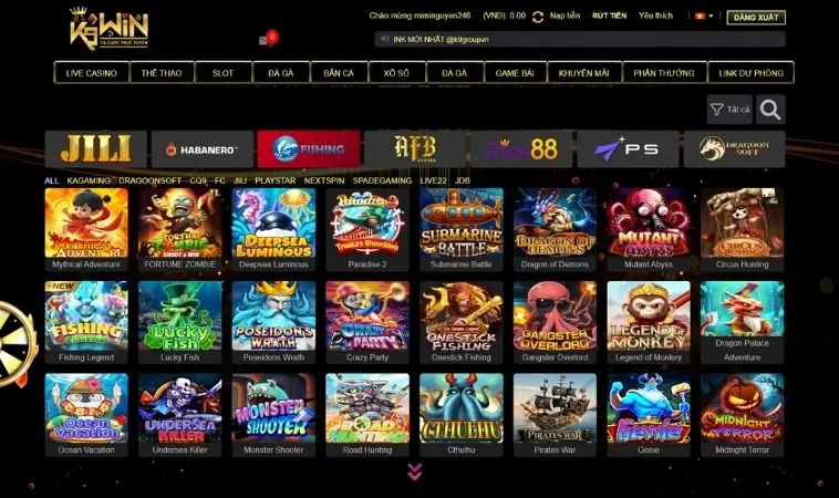 Đa dạng các thể loại game bắn cá tại nhà cái K9WIN