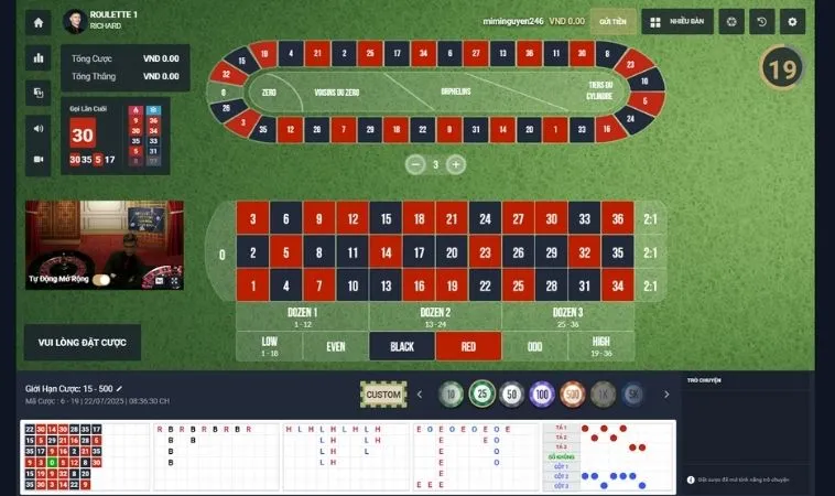 Cách Chơi Roulette Nhà Cái K9Win Hiệu Quả Nhất 2 Giao diện đặt cược Roulette Nhà Cái K9Win